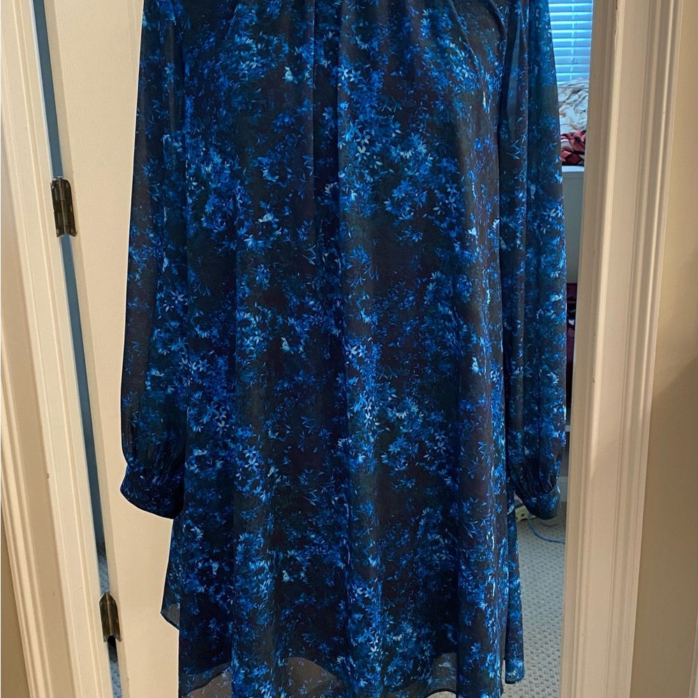 Badgley Mischka Blue Floral Dress